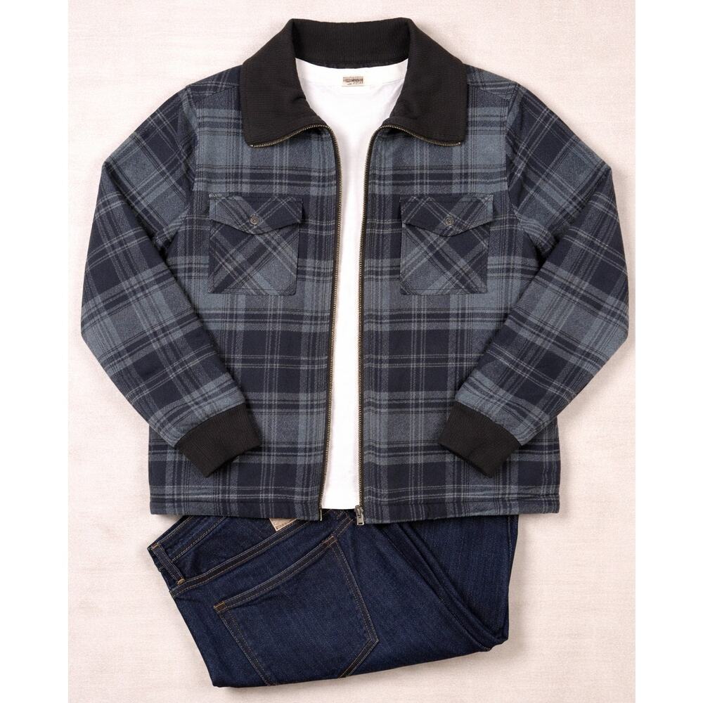 Workwear Plaid Jacket Mens Medium Organic Cotton Cabin Outdoor Utility Coat